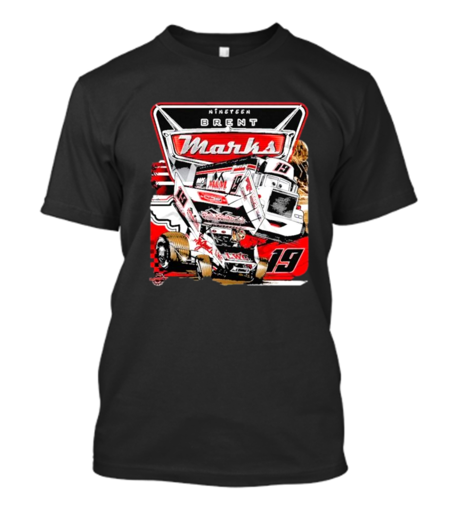 Nineteen Brent Marks Racing Car 19 Motorsport T-Shirt