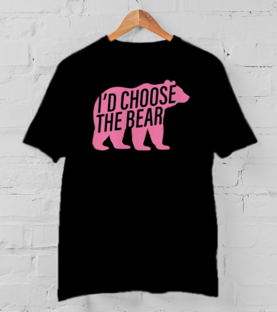 Confettirebels Pink Bear Silhouette I’d Choose The Bear T-Shirt