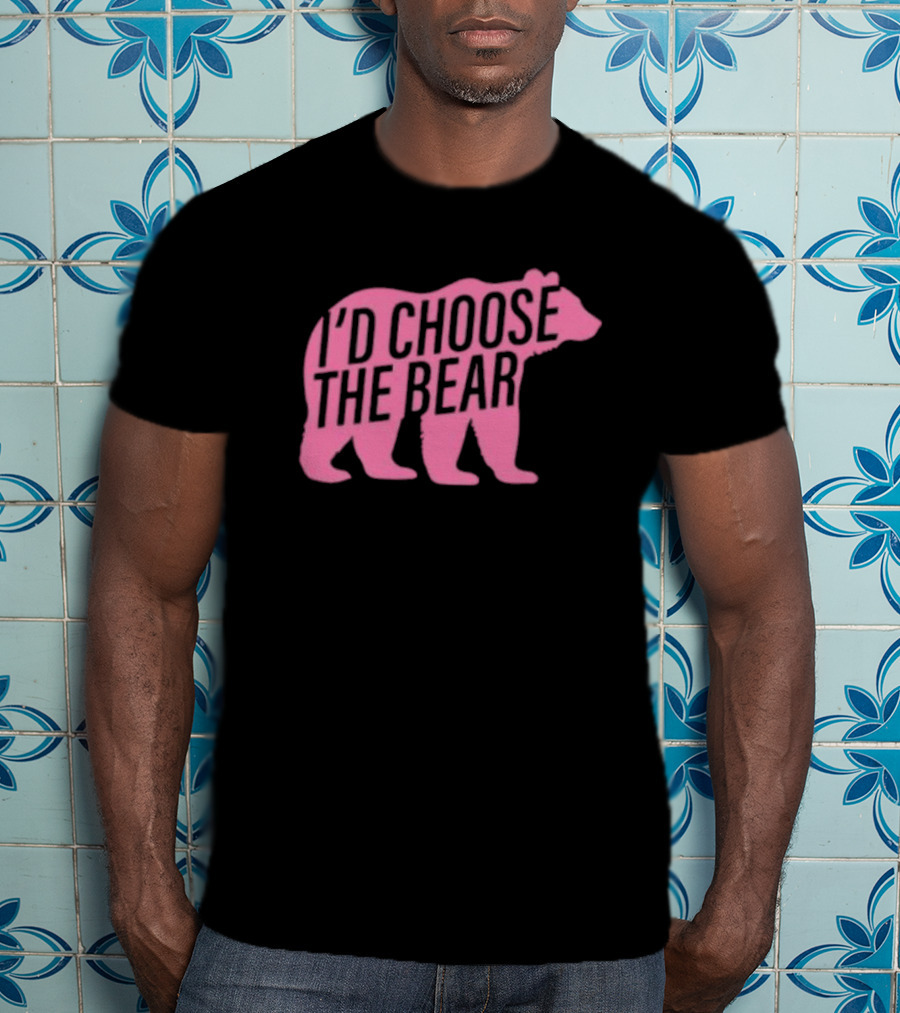Confettirebels Pink Bear Silhouette I’d Choose The Bear T-Shirt