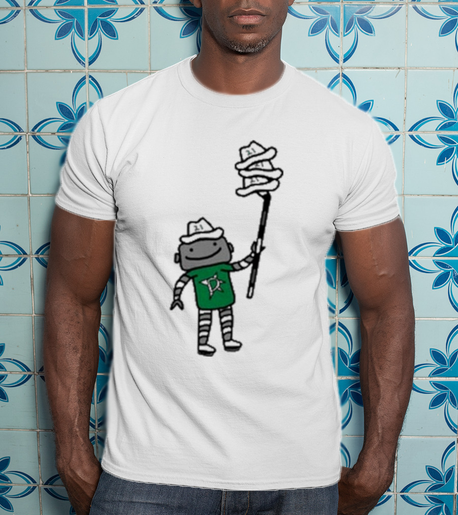 Dallas Stars Robo Hatty Character With Three Hats On Stick T-Shirt