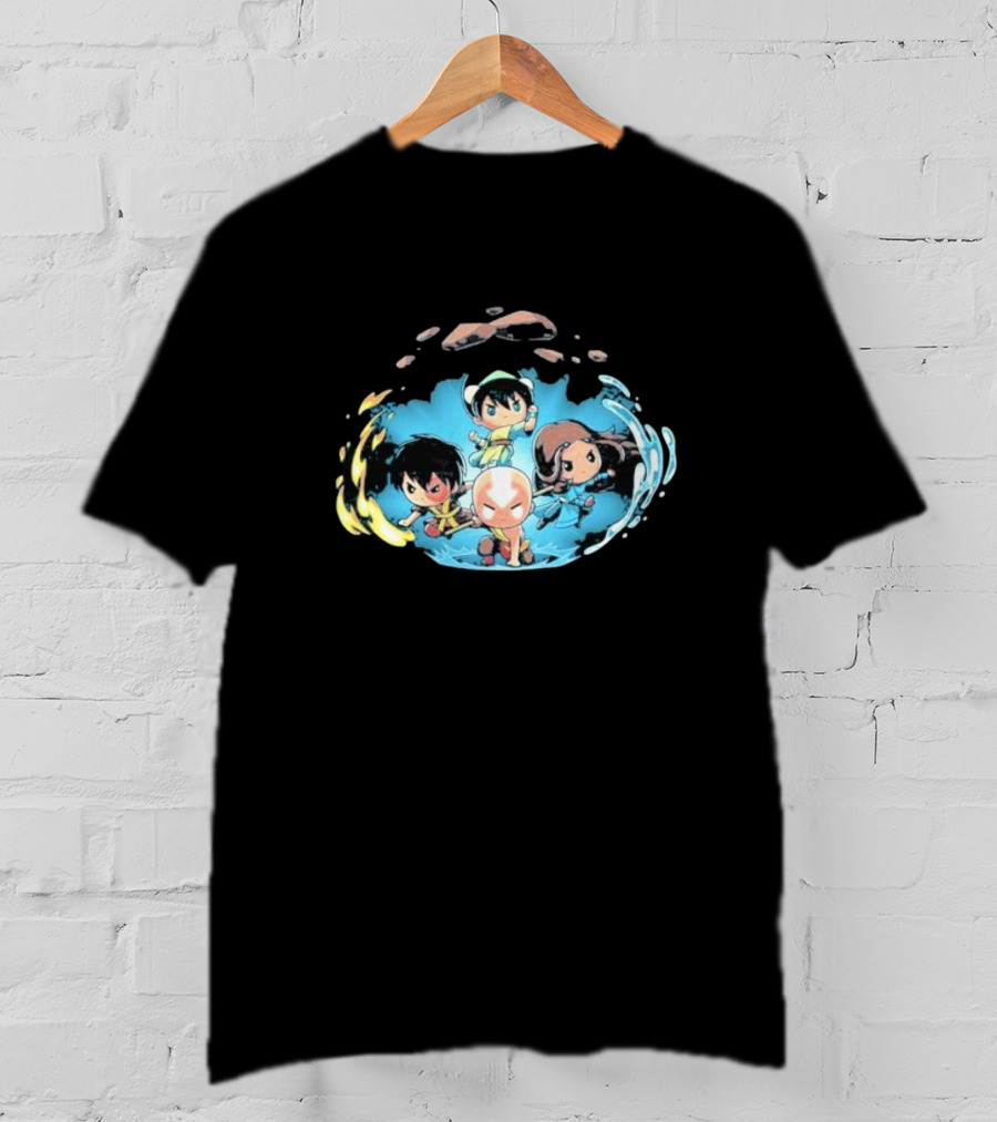 Avatar The Last Airbender Characters Chibi Team Water Fire Earth Air Elements Display T-Shirt