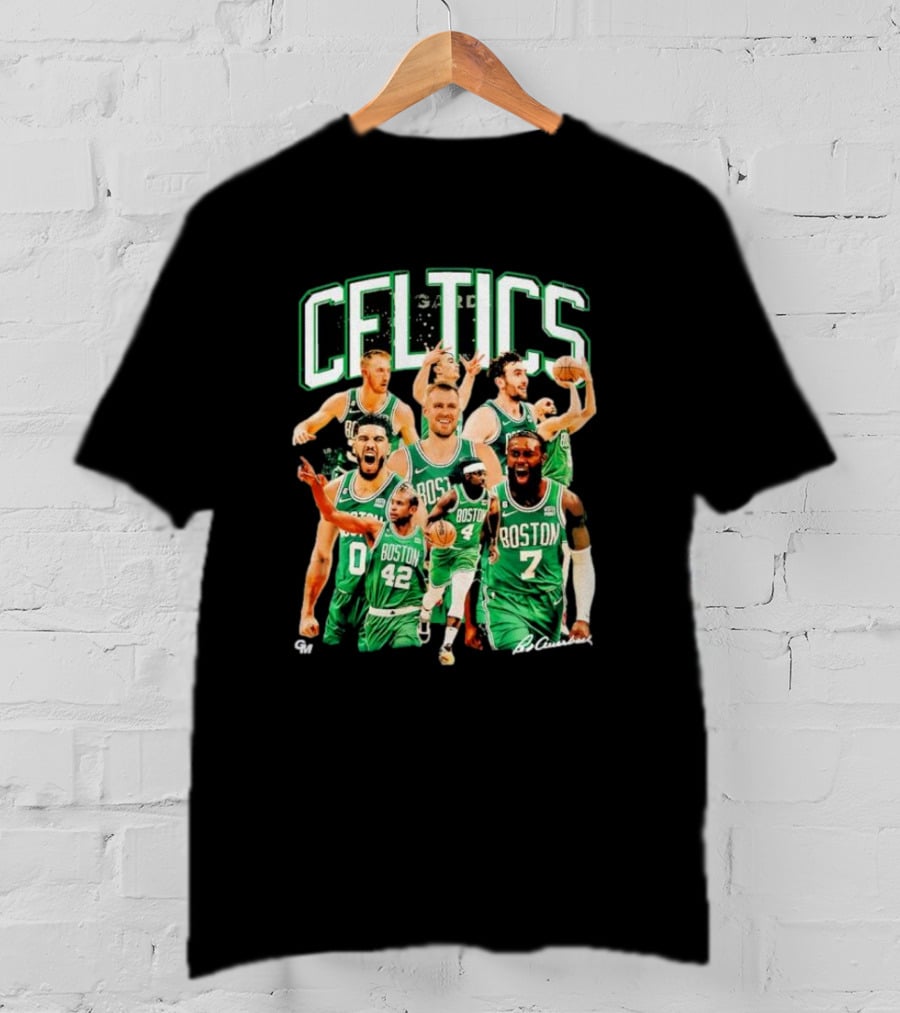 Boston Celtics 23-24 Team Champion Player Images Signature Celtics T-Shirt