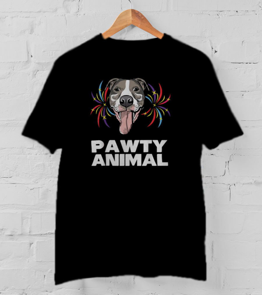 Pawty Animal Dog Lovers Partying Funny Mens Dog T-Shirt