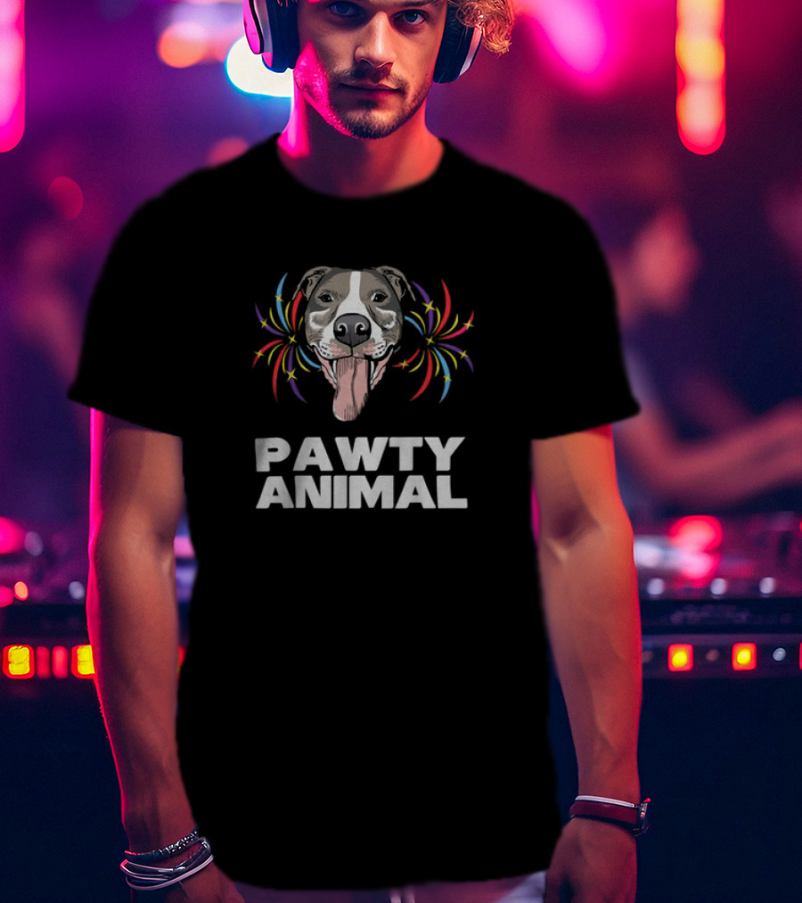 Pawty Animal Dog Lovers Partying Funny Mens Dog T-Shirt
