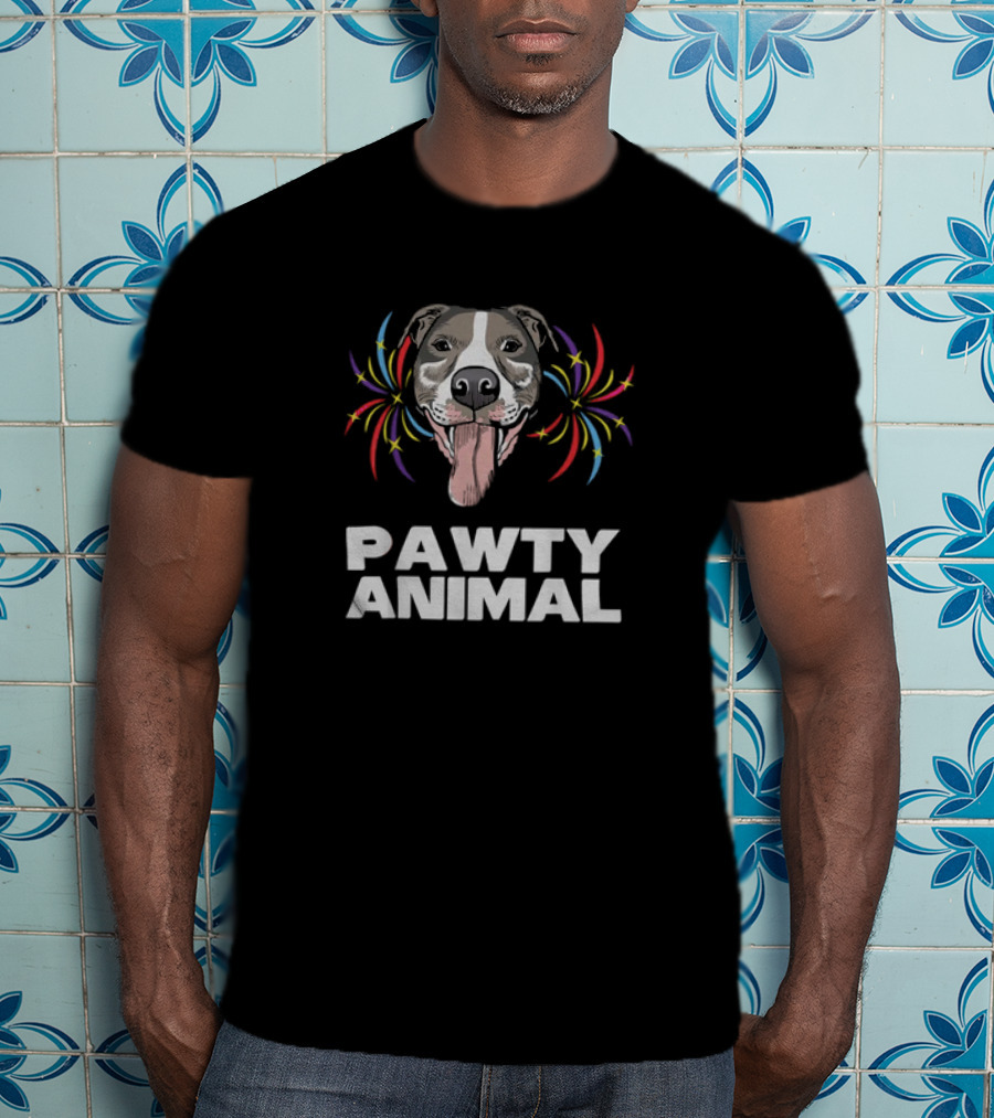 Pawty Animal Dog Lovers Partying Funny Mens Dog T-Shirt