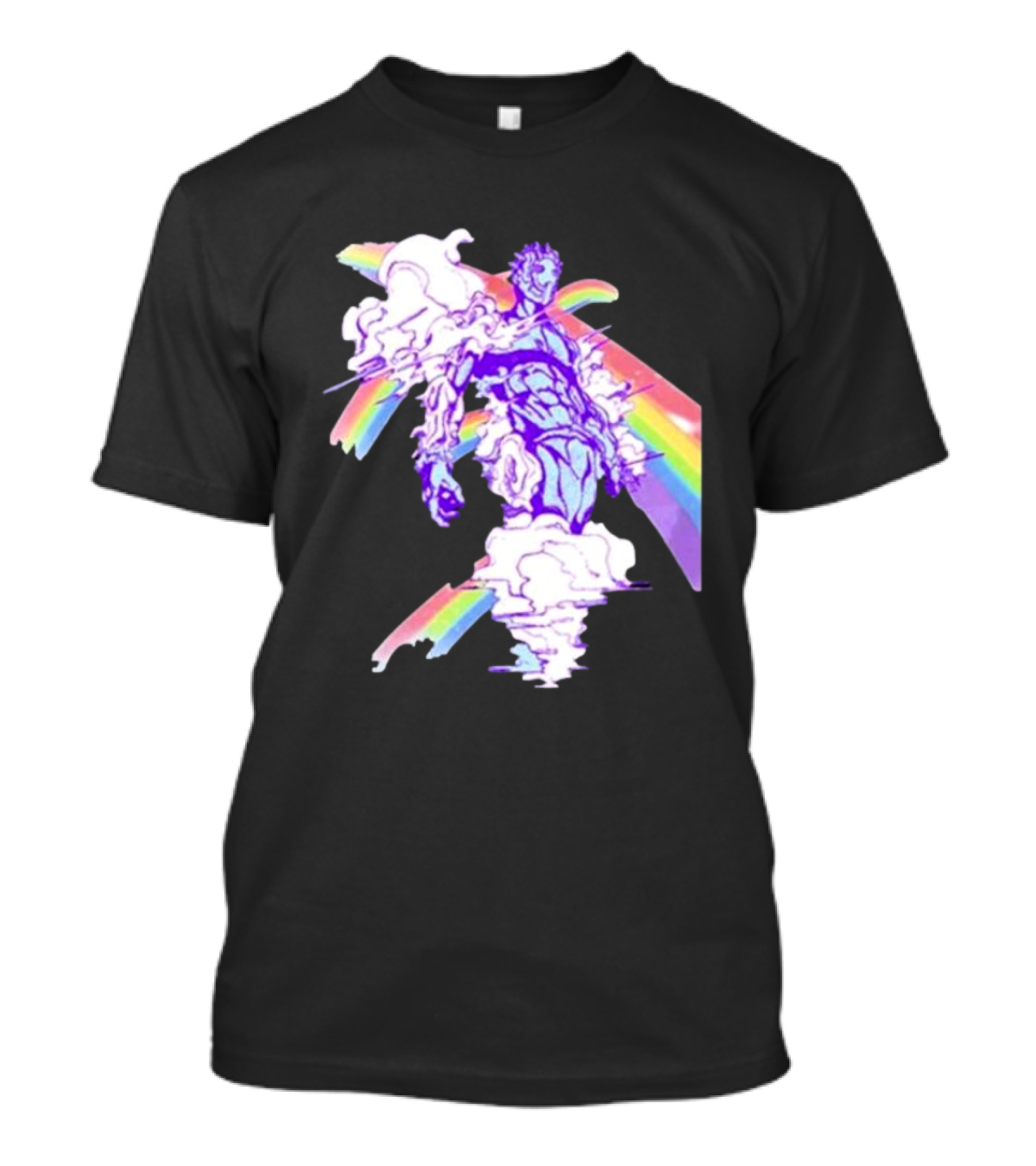 Hoshipieces Weather 9oz Manga Style Purple Cloud Man With Rainbow Elements T-Shirt