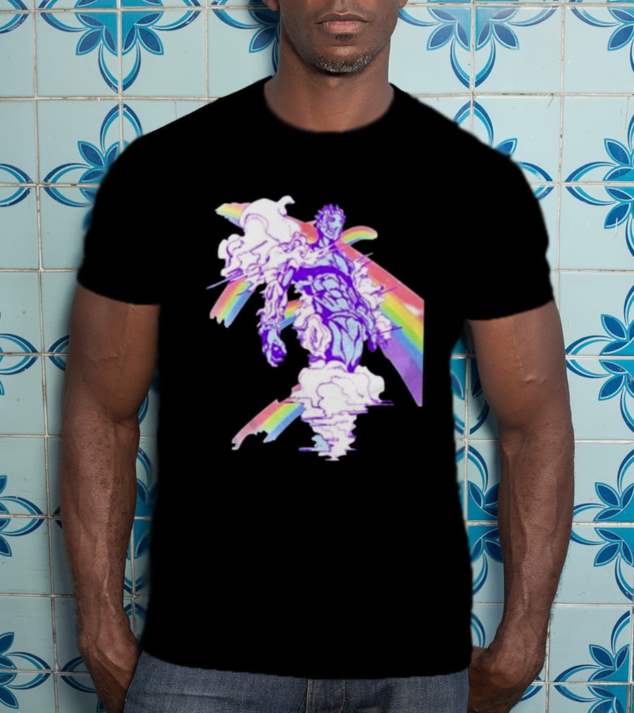Hoshipieces Weather 9oz Manga Style Purple Cloud Man With Rainbow Elements T-Shirt