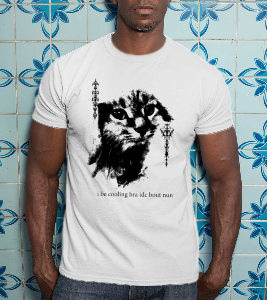 I Be Cooling Bra Idc Bout Nun Cat Face With Ornamental Side T-Shirt
