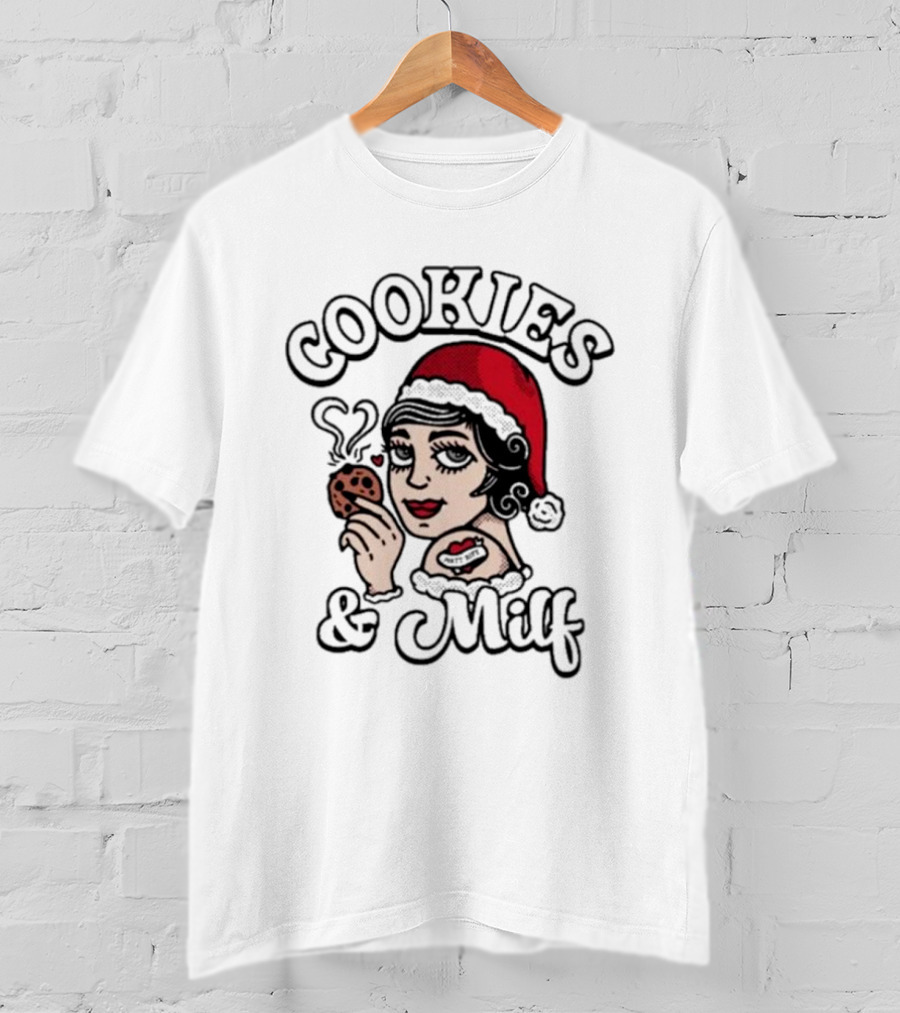 Matt Rife Cookies And Milf Holiday Theme With Santa Hat And Heart Cookie T-Shirt