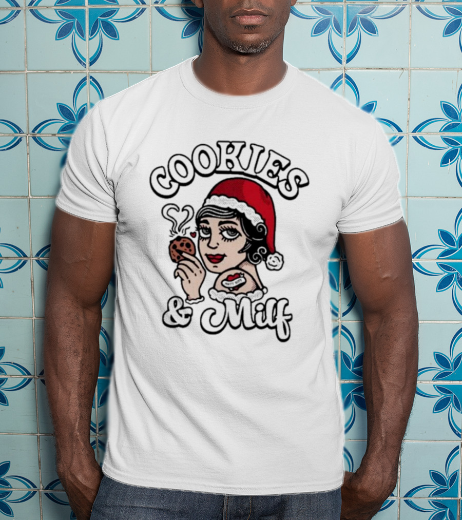 Matt Rife Cookies And Milf Holiday Theme With Santa Hat And Heart Cookie T-Shirt