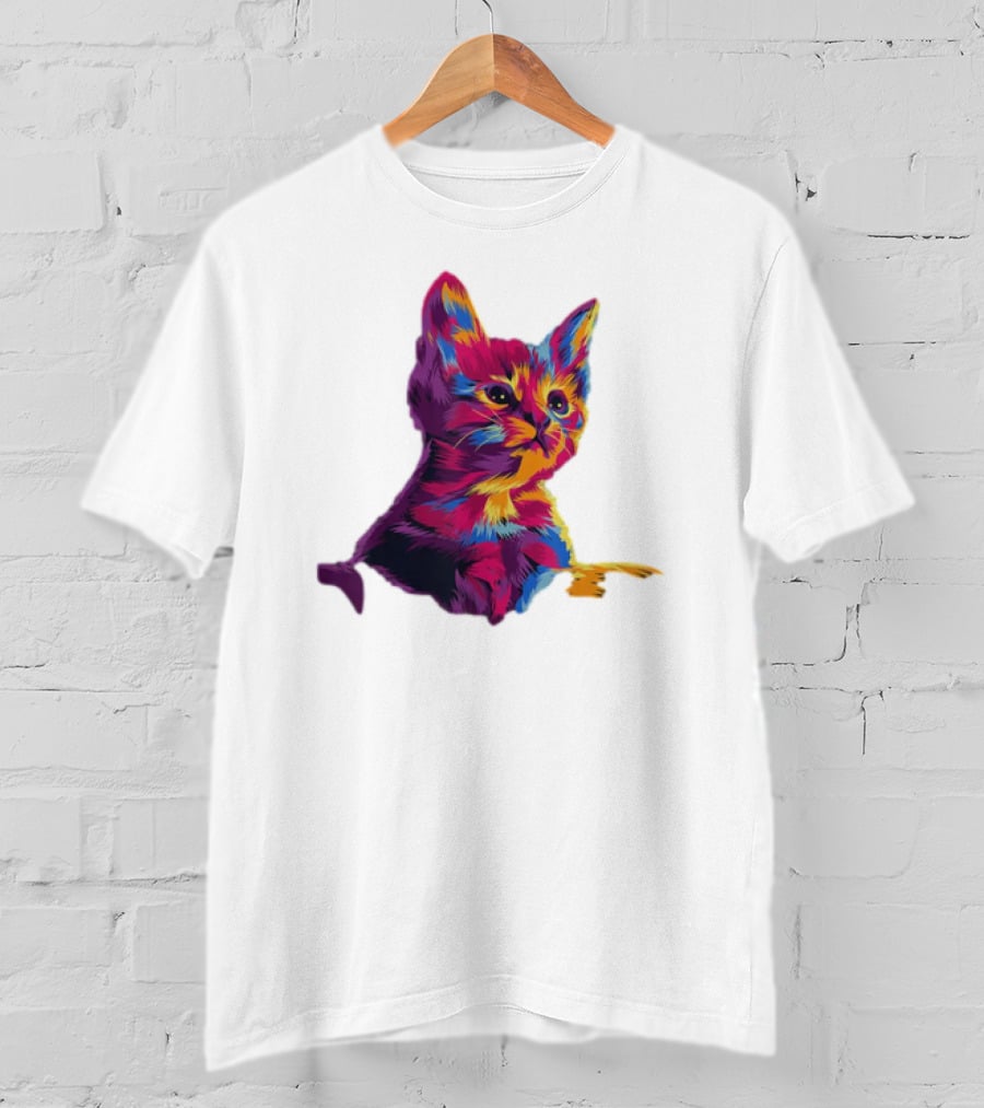 Kitten Colorful Art For Cat Lovers T-Shirt
