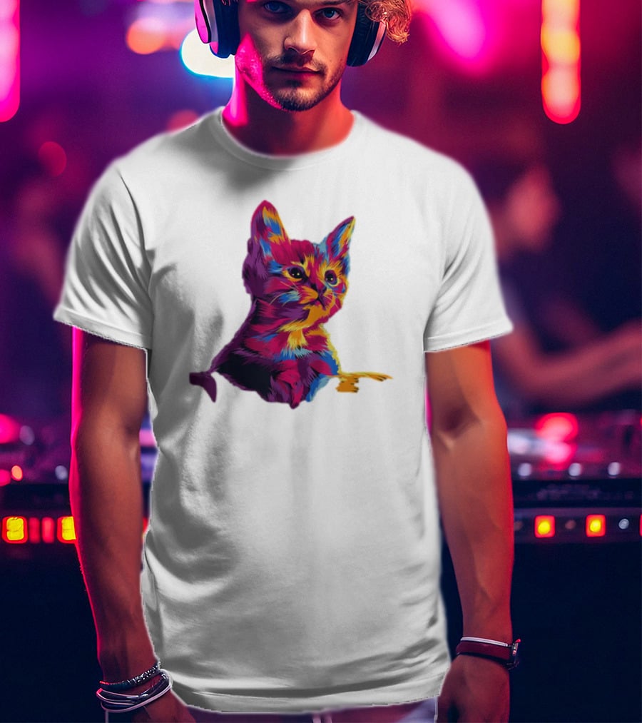 Kitten Colorful Art For Cat Lovers T-Shirt