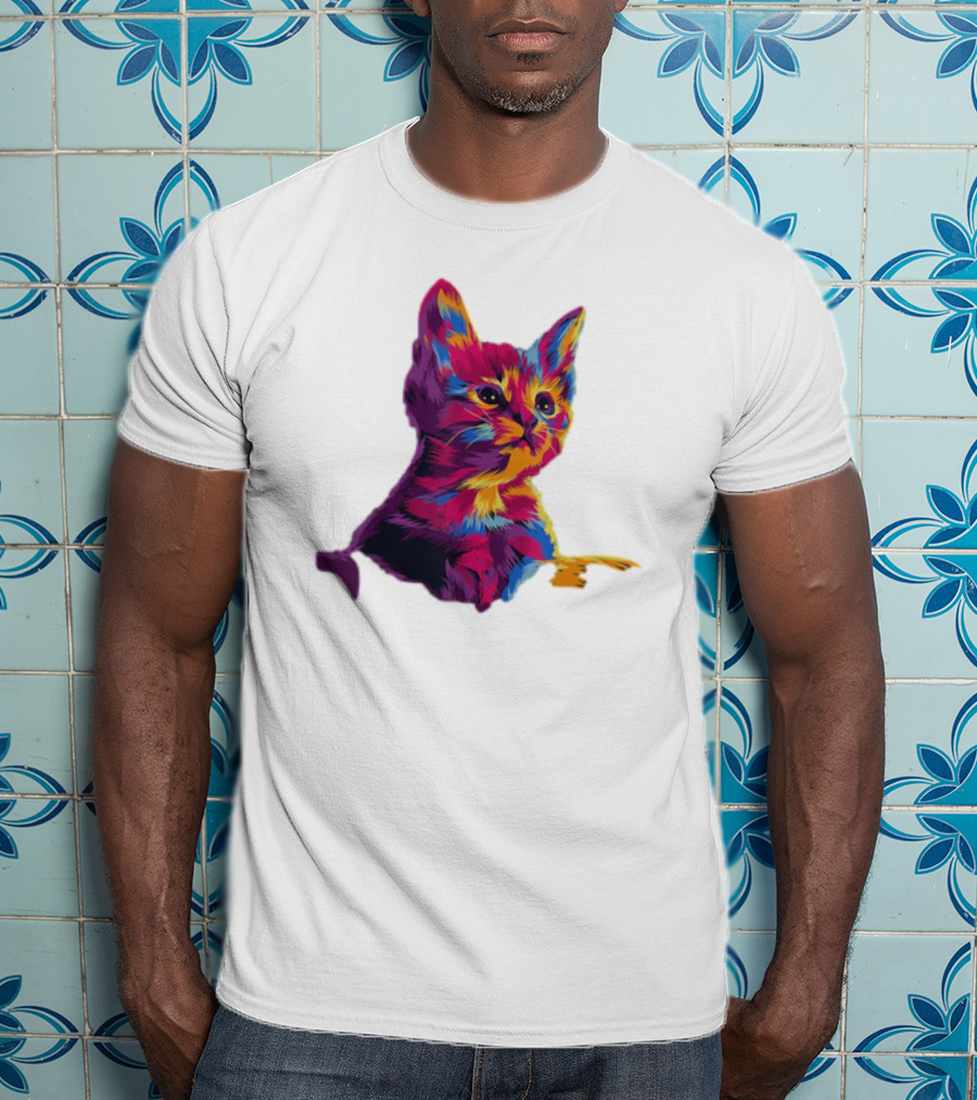 Kitten Colorful Art For Cat Lovers T-Shirt