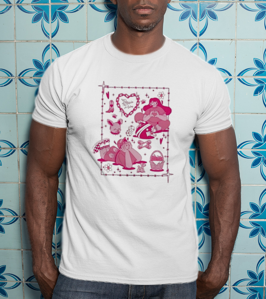 Barrio Drive Picnic Neon Heart Love Basket Motif T-Shirt