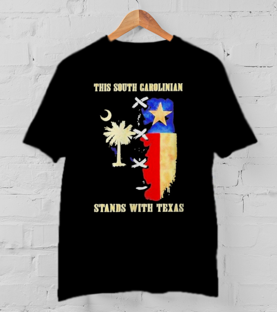 This South Carolinian Supports Unity With Texas Featuring State Symbols And Crescent Moon T-Shirt
