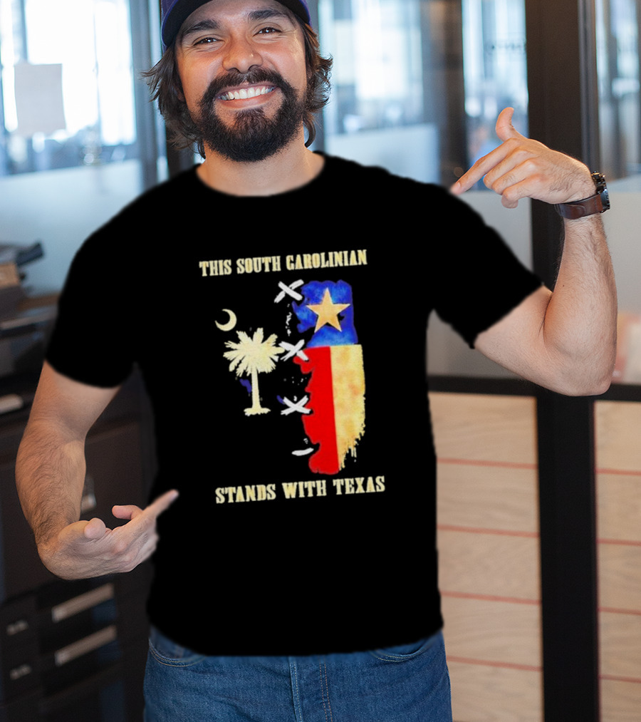 This South Carolinian Supports Unity With Texas Featuring State Symbols And Crescent Moon T-Shirt