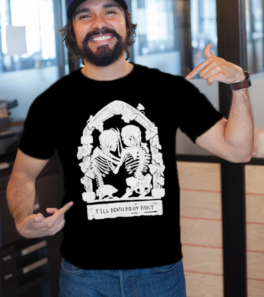 Till Death Do Us Part Skeleton Gothic Arch Motif T-Shirt
