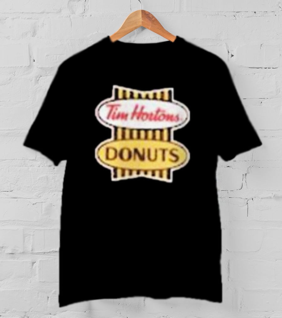 Tim Hortons Donuts Retro Logo Black And Yellow Stripes T-Shirt