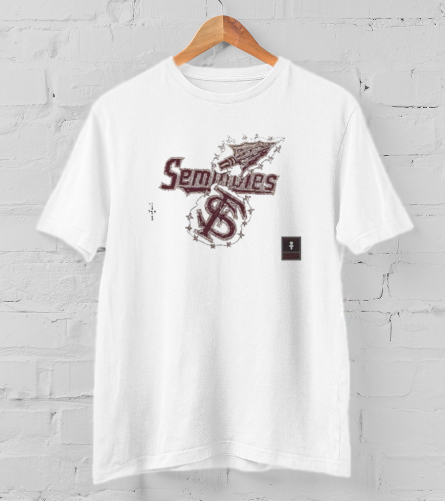 Travis Scott Cj X M&N X Florida State University Seminoles Hand Drawn T-Shirt