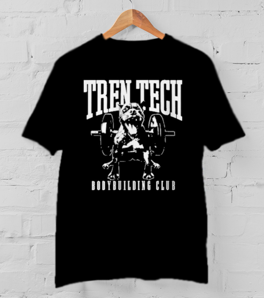 TREN TECH Bodybuilding Club Bulldog With Barbell T-Shirt