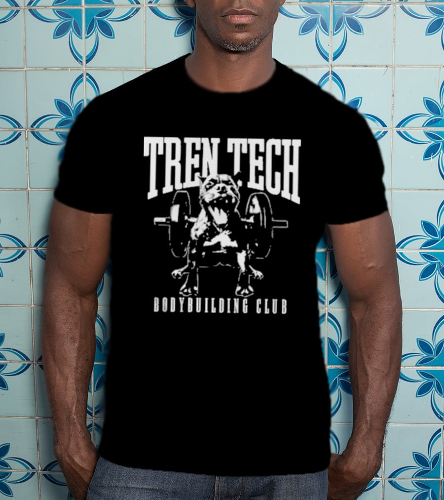TREN TECH Bodybuilding Club Bulldog With Barbell T-Shirt