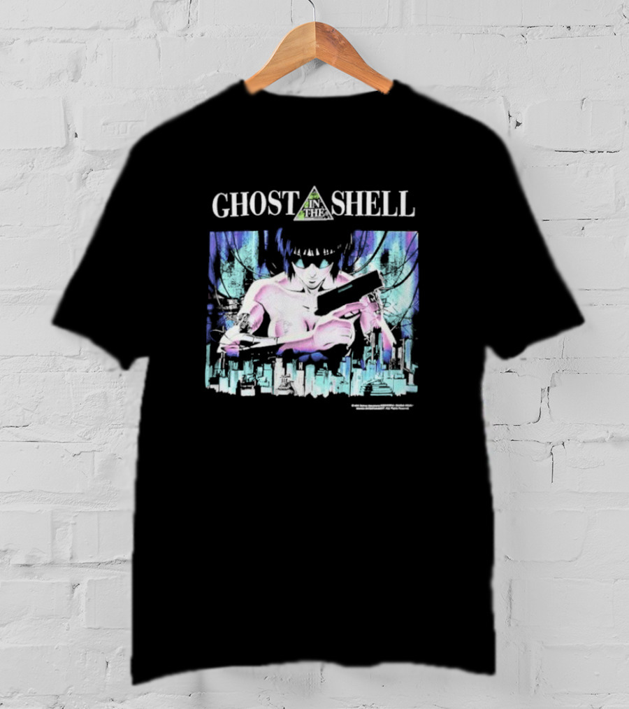 Ghost In The Shell Girl With Gun Cyberpunk City Image T-Shirt