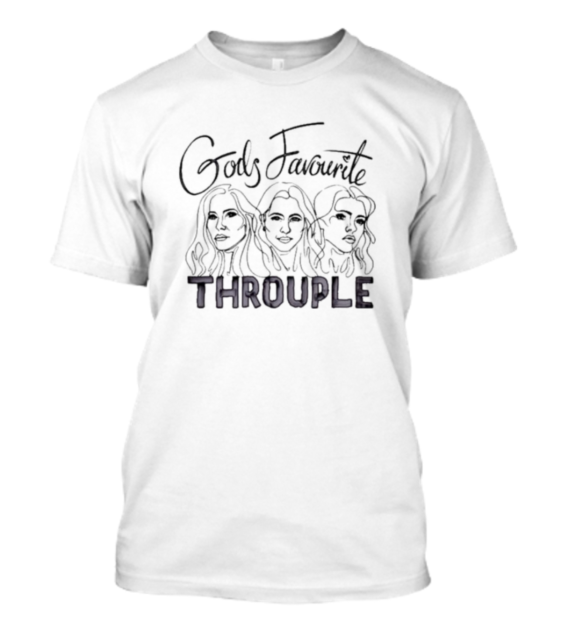 GodS Favourite Throuple Faces Sketch T-Shirt