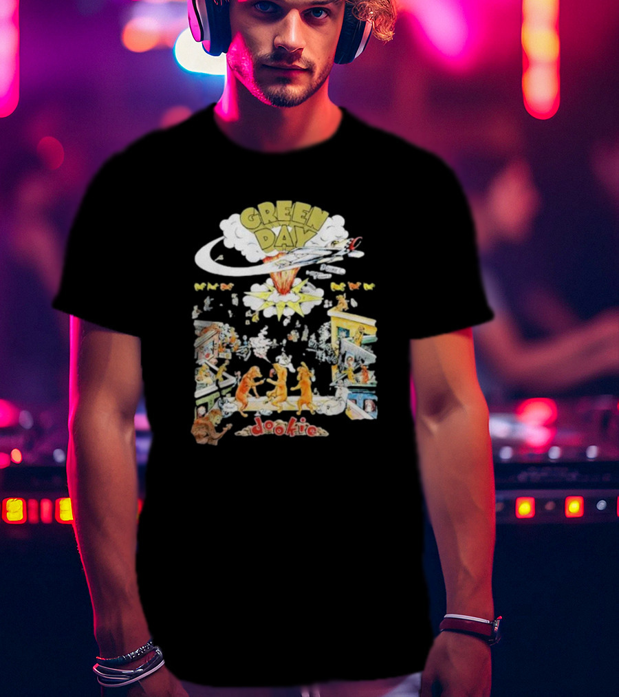 Green Day Dookie Cartoon Explosion Scene T-Shirt