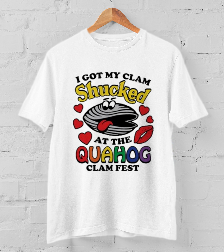I Got My Clam Shucked At The Quahog Clam Fest Hearts And Lips T-Shirt