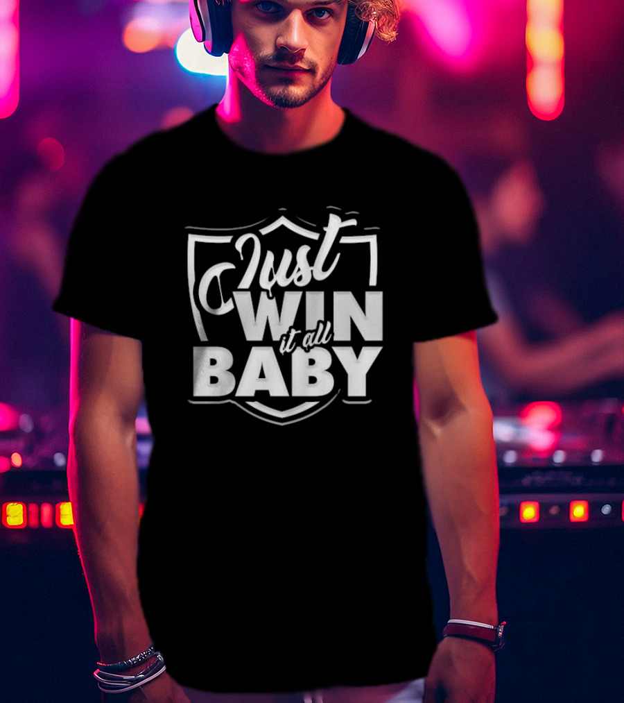 Just Win It All Baby Las Vegas Raiders Shield Emblem T-Shirt