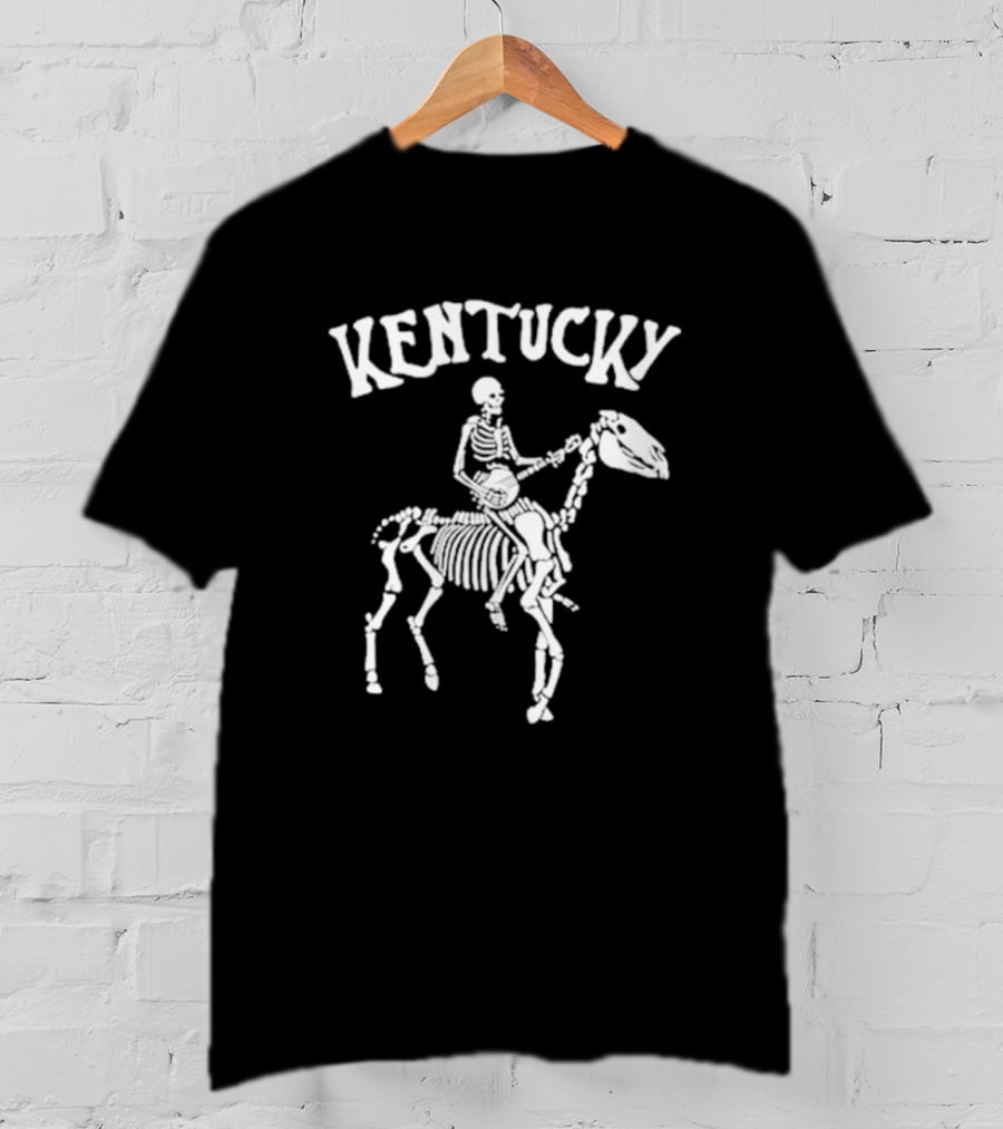 Kentucky Skeleton Riding Horse With Banjo Bluegrass T-Shirt