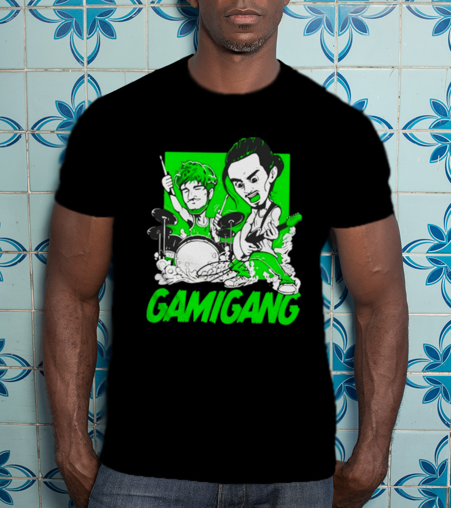Gami Gang Origami Angel Anime Drummer Guitarist Duo T-Shirt