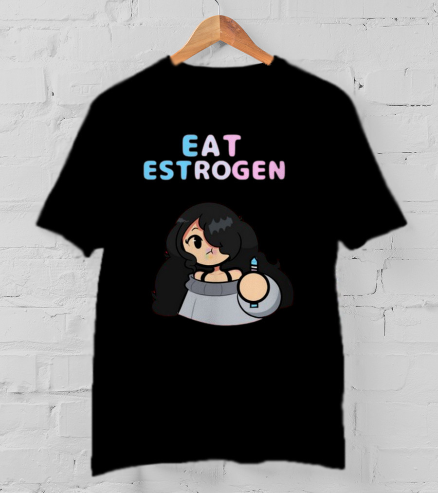 Eat Estrogen Cartoon Character Holding Syringe T-Shirt