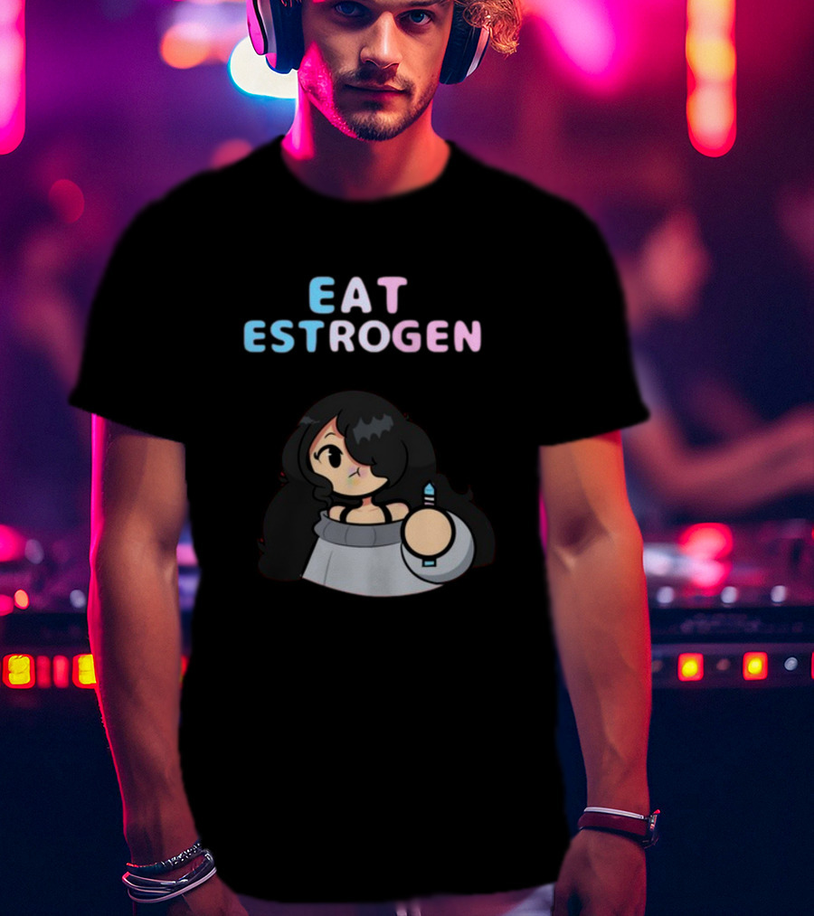 Eat Estrogen Cartoon Character Holding Syringe T-Shirt
