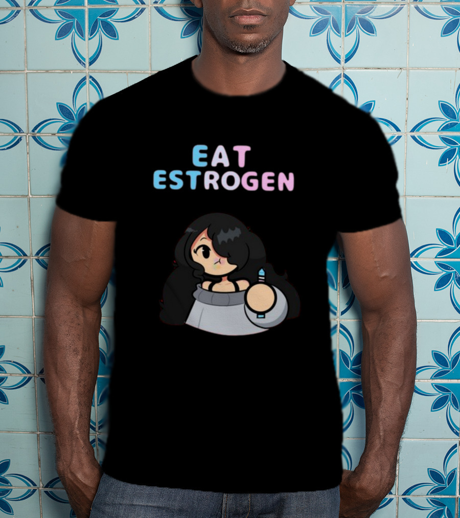 Eat Estrogen Cartoon Character Holding Syringe T-Shirt