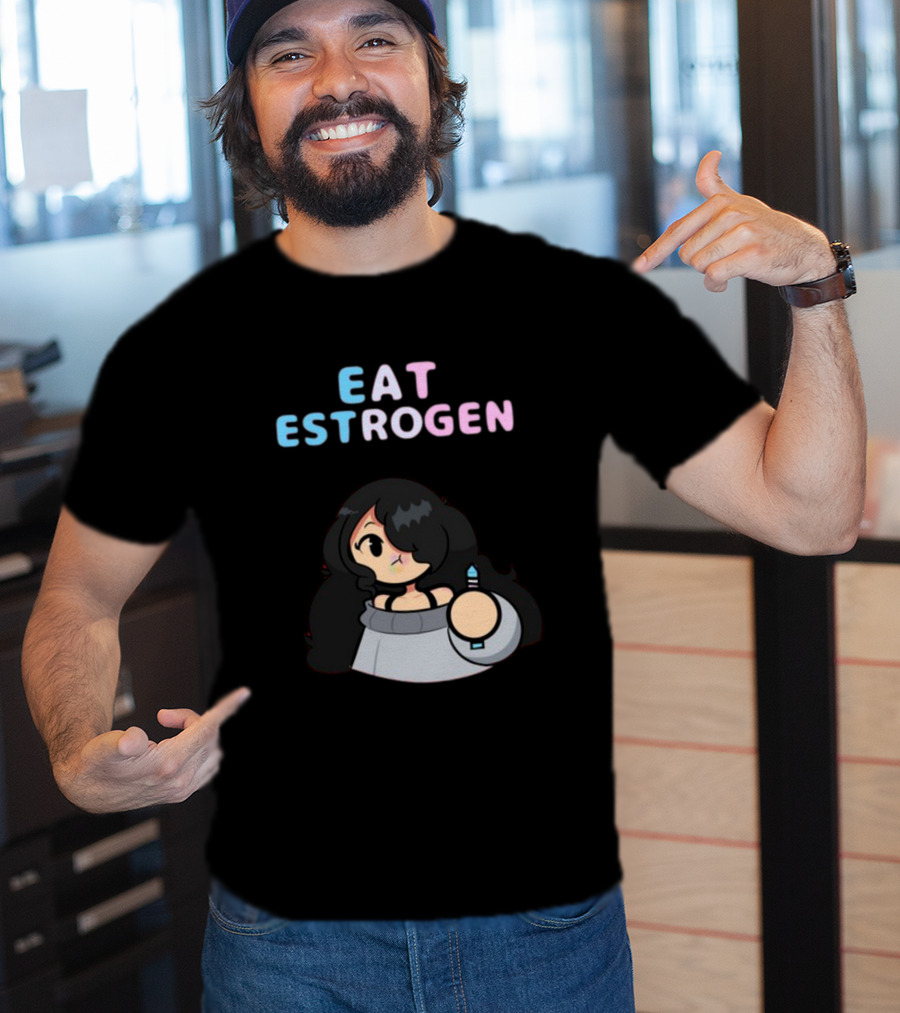 Eat Estrogen Cartoon Character Holding Syringe T-Shirt