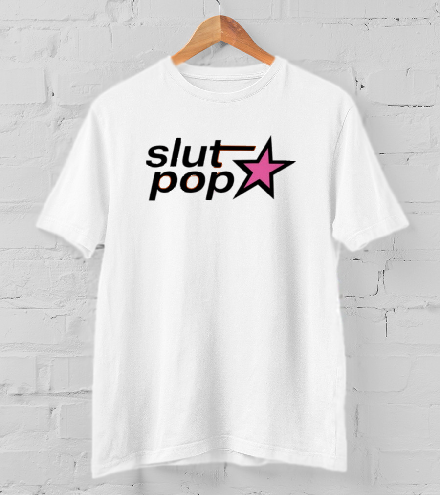 Slut Pop Star Black Background Pink Star T-Shirt