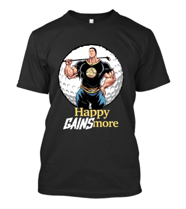 Nick Walker Happy Gainsmore Muscular Cartoon Character With Golf Club T-Shirt