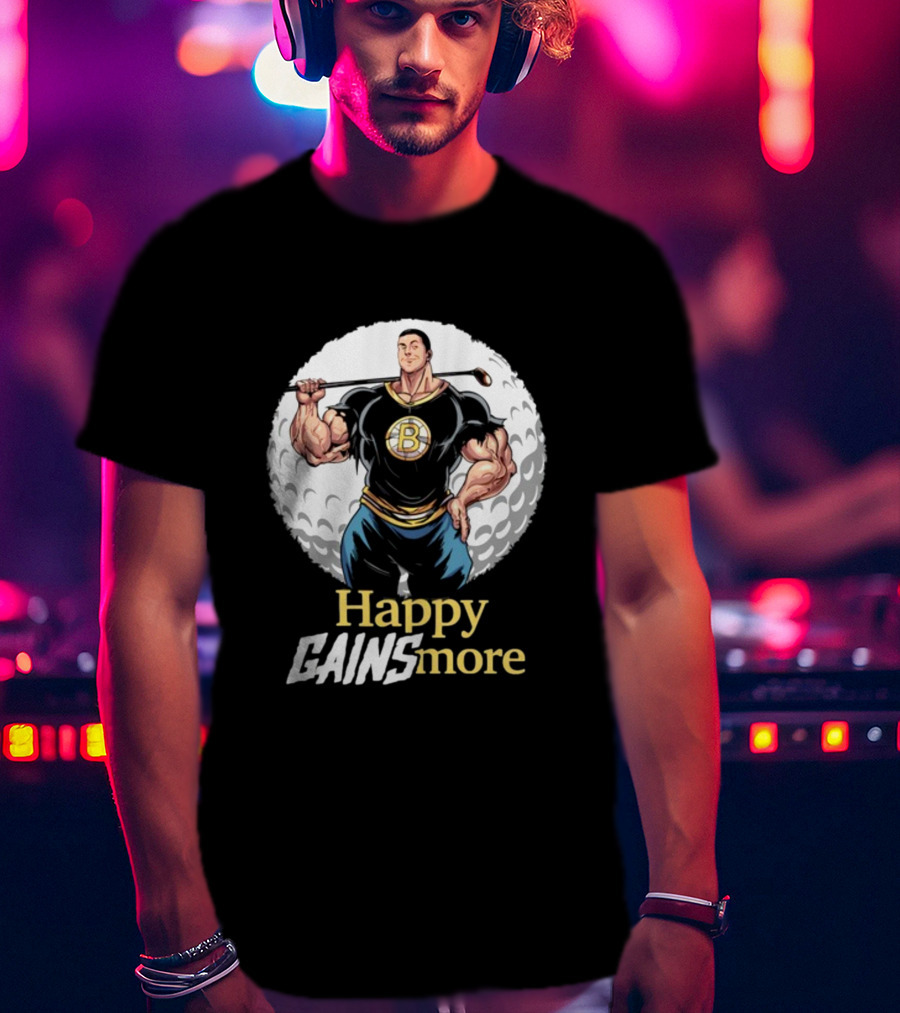 Nick Walker Happy Gainsmore Muscular Cartoon Character With Golf Club T-Shirt