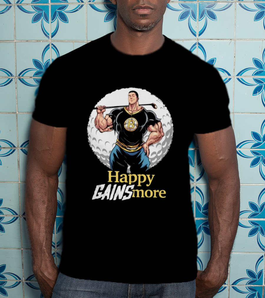 Nick Walker Happy Gainsmore Muscular Cartoon Character With Golf Club T-Shirt