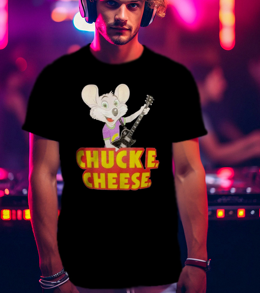 Chuck E Cheese Logo Rat With Guitar T-Shirt