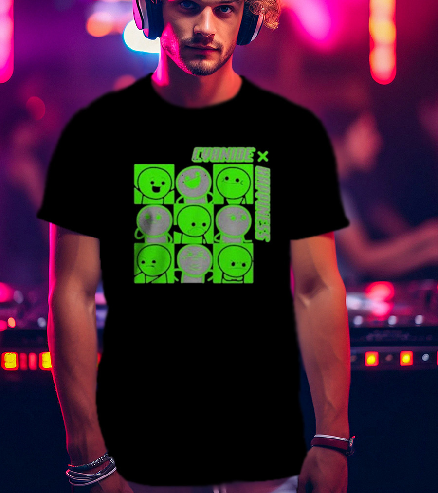 Cyanide X Happiness Neon Green Faces T-Shirt
