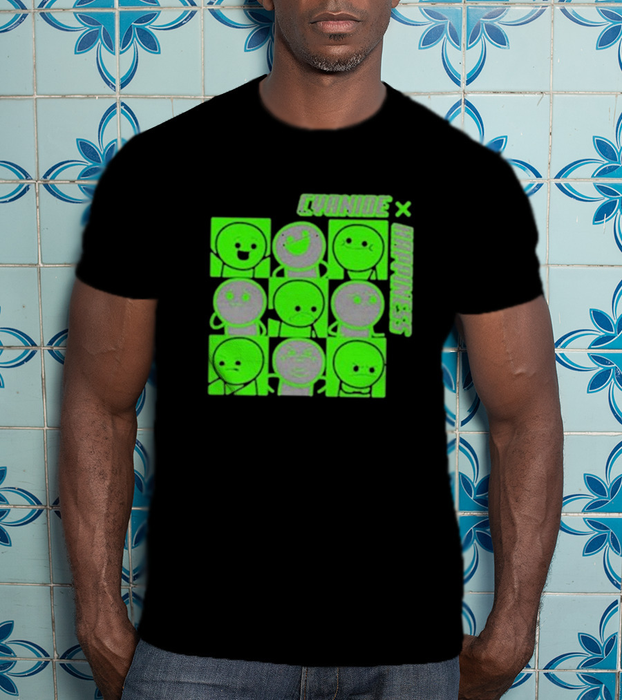 Cyanide X Happiness Neon Green Faces T-Shirt
