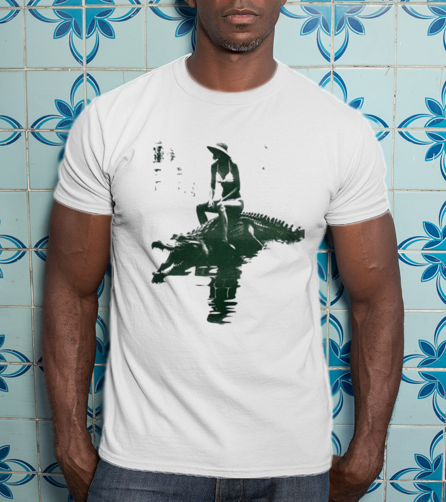 El Cocodrilo Girl In Swimwear Riding Crocodile Iconic Adventure T-Shirt