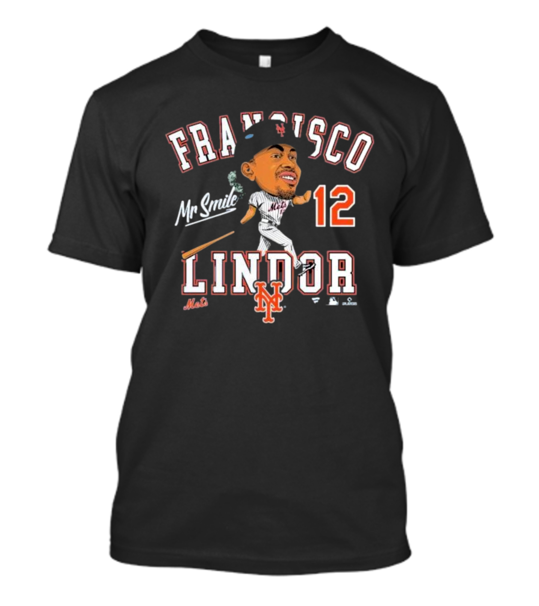 Francisco Lindor Mr Smile New York Mets 12 Caricature T-Shirt