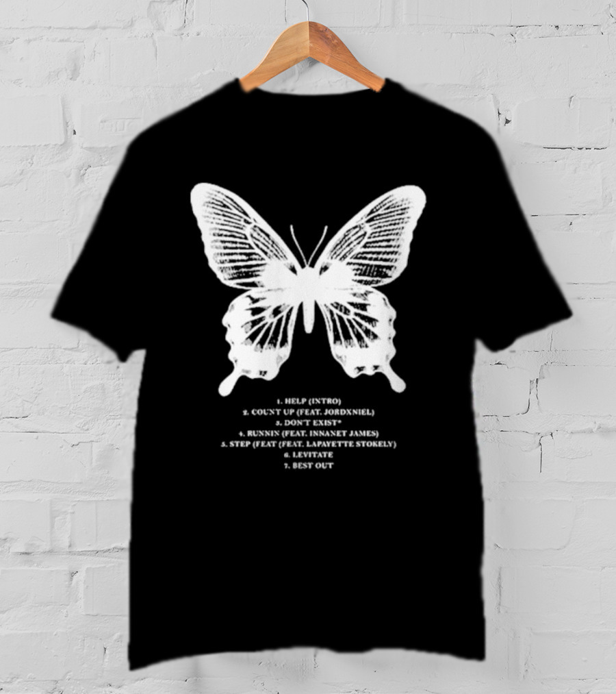 Gian Kash Faith Over Fear Butterfly With Tracklist Featuring Jordeniel Innanet James Lapayette Stokely T-Shirt
