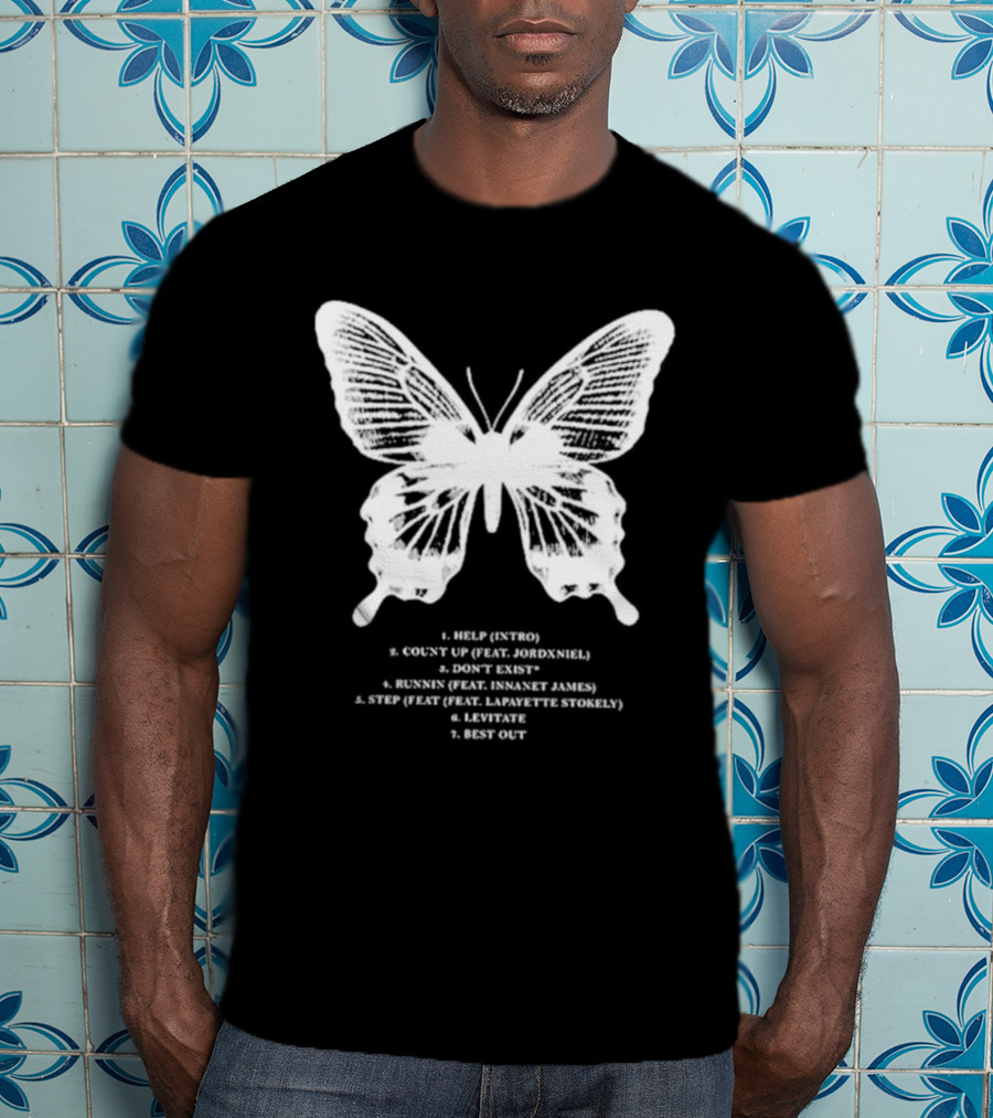 Gian Kash Faith Over Fear Butterfly With Tracklist Featuring Jordeniel Innanet James Lapayette Stokely T-Shirt