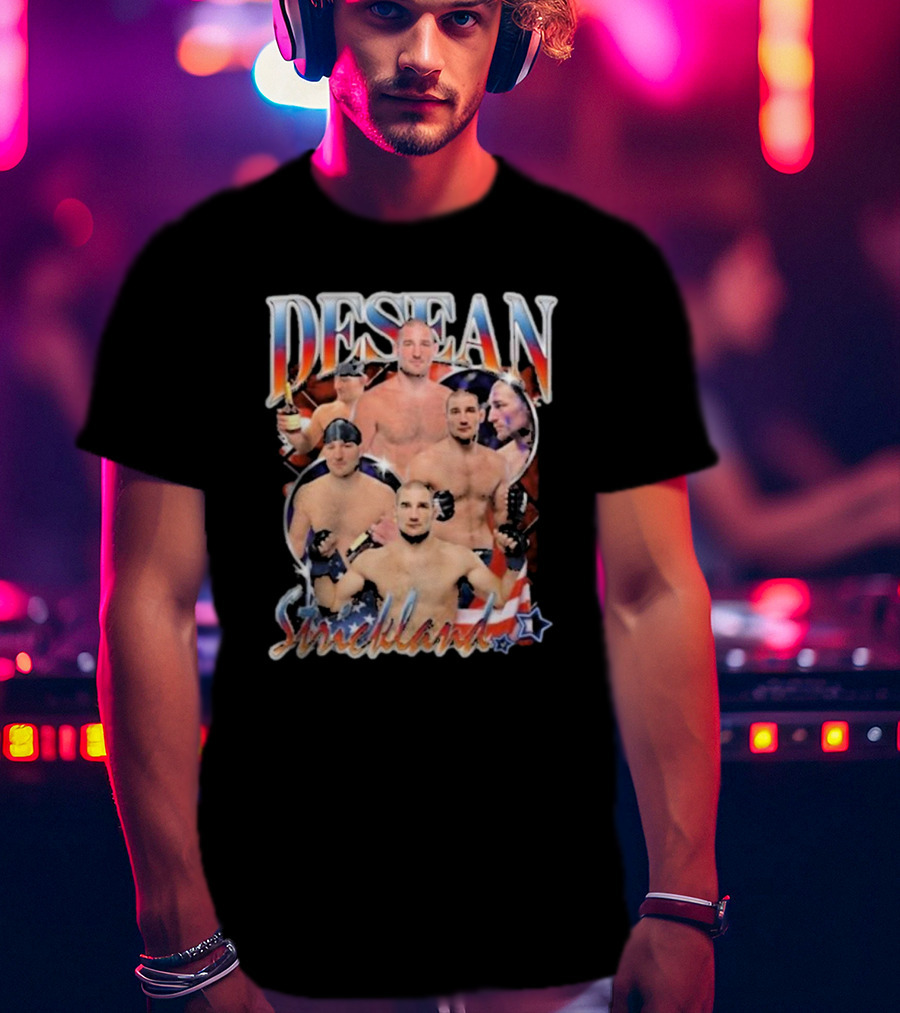 Desean Strickland Patriotic MMA Fighter Collage T-Shirt