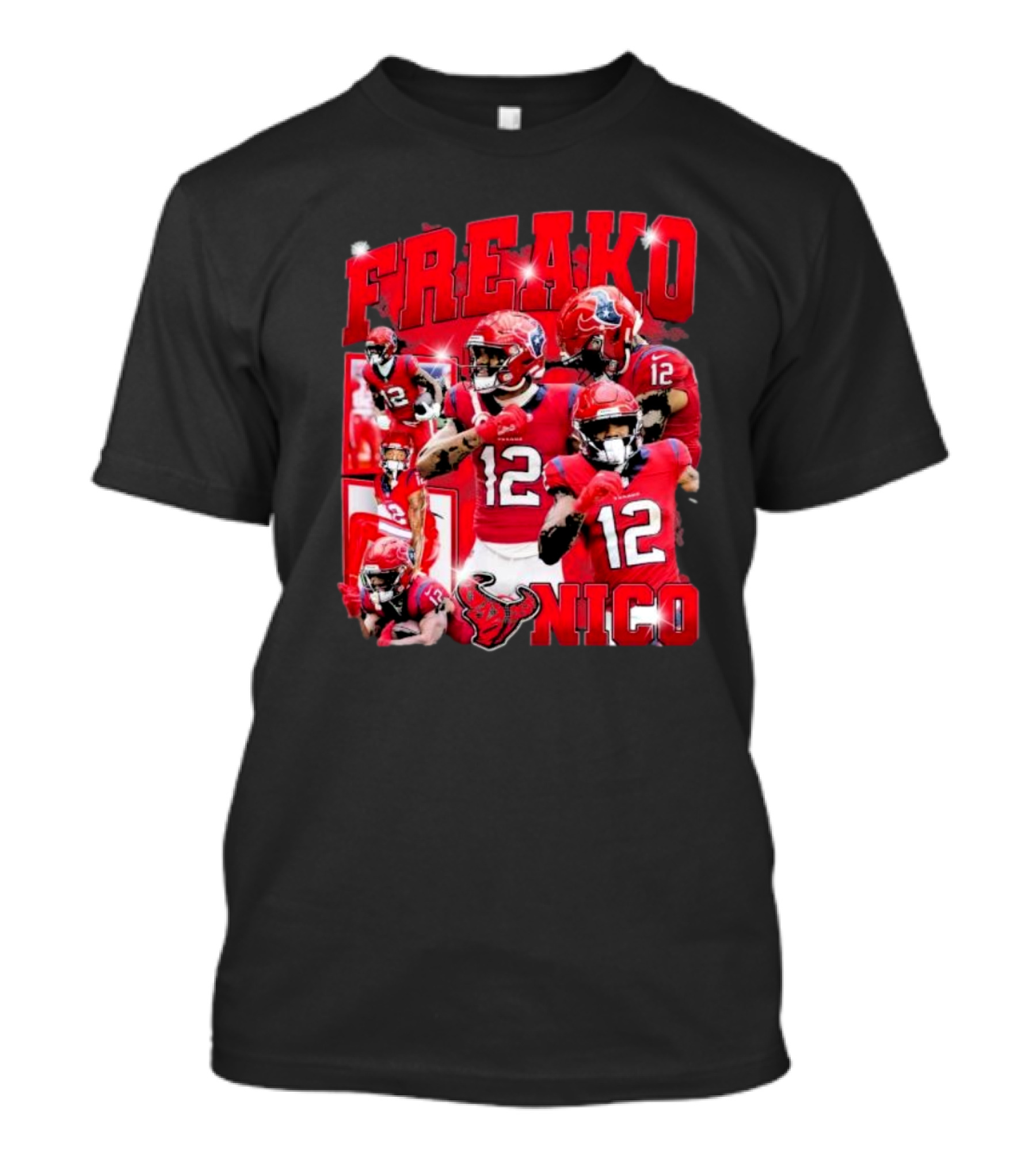 Houston Freako Nico 12 Football Player Collage T-Shirt