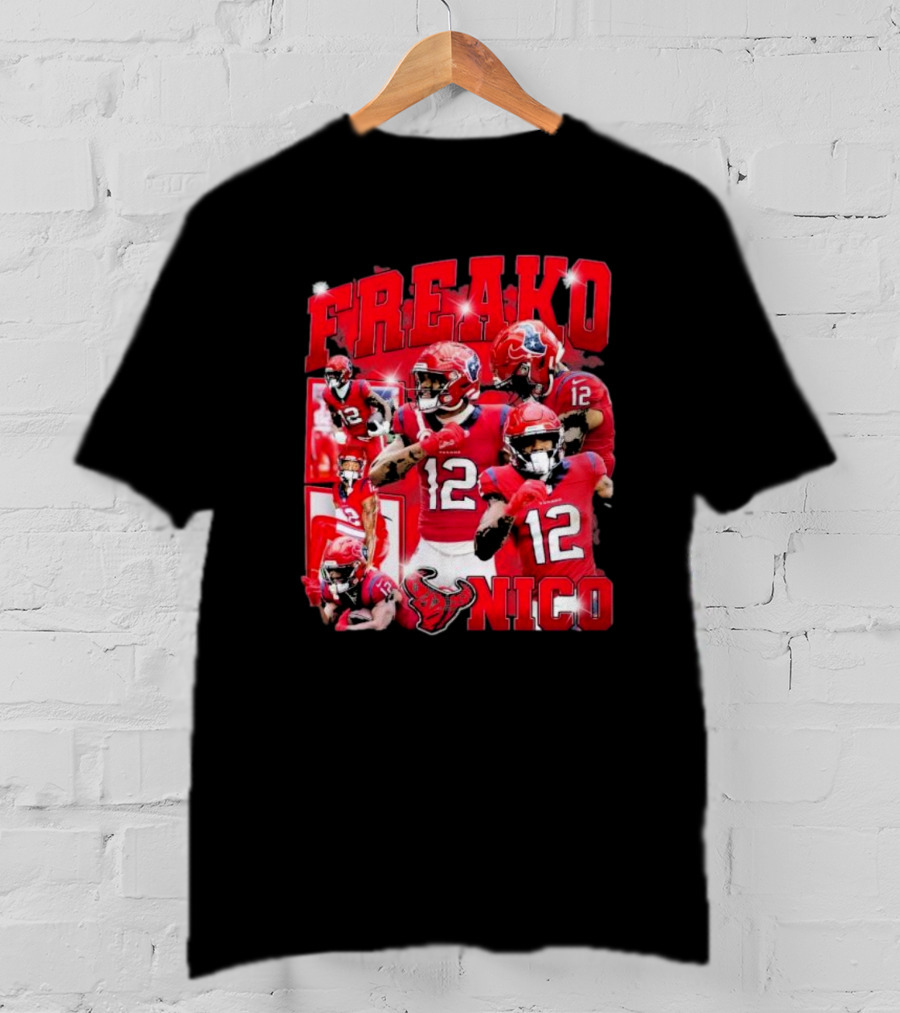 Houston Freako Nico 12 Football Player Collage T-Shirt